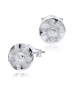 Rough Round Silver Stud Earring STS-3563